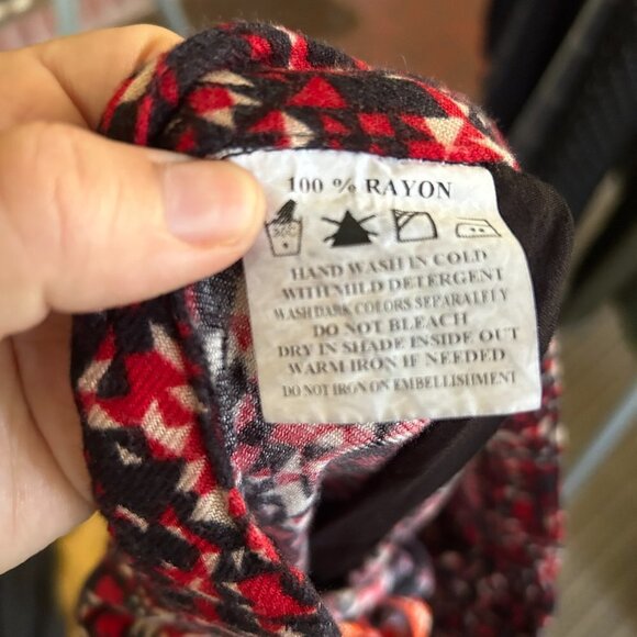 Fusion Gaucho Pants Womens Medium Asian Red Capri Tie Waist Wide Leg - Picture 8 of 9